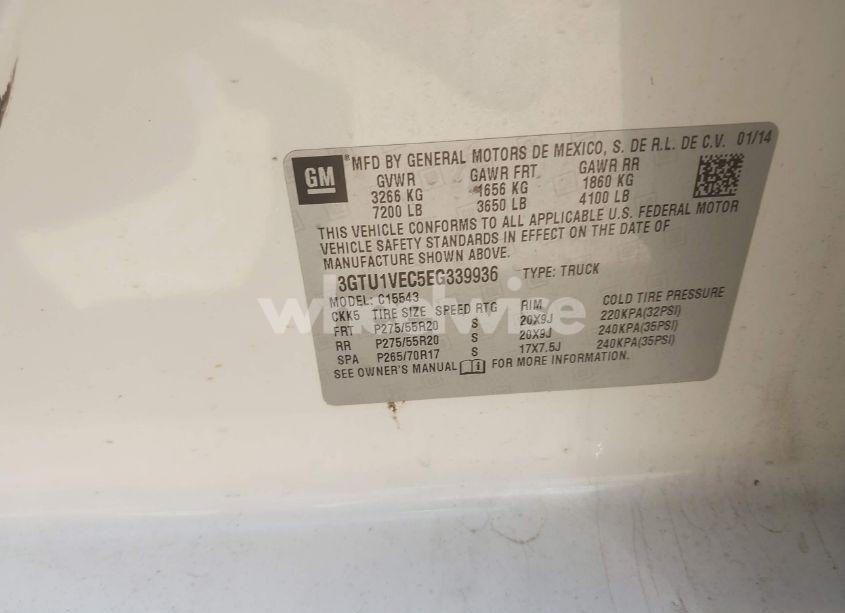 Photo 9 of 2014 Gmc Sierra 1500 SLT (VIN 3GTU1VEC5EG339936)