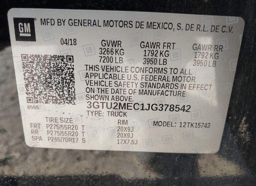 Photo 9 of 2018 Gmc Sierra 1500 SLE (VIN 3GTU2MEC1JG378542)