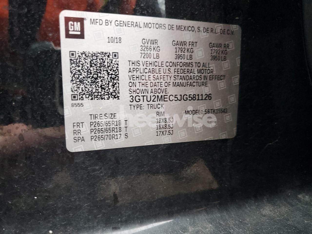 Photo 12 of 2018 GMC SIERRA K1500 SLE (VIN 3GTU2MEC5JG581126)