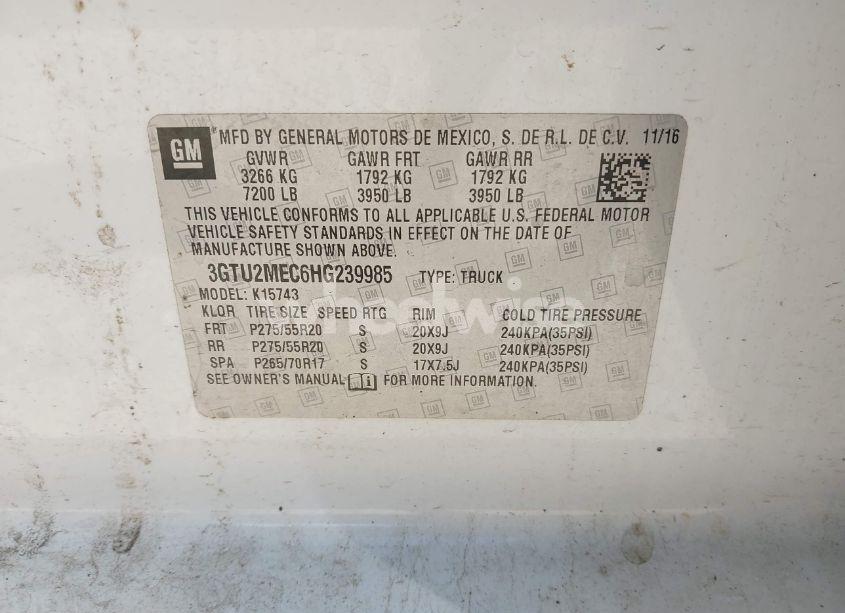 Photo 9 of 2017 Gmc Sierra 1500 SLE (VIN 3GTU2MEC6HG239985)