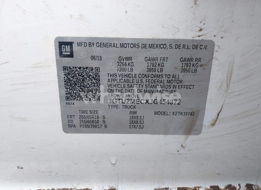 Photo 9 of 2018 Gmc Sierra 1500 SLE (VIN 3GTU2MECXJG454372)