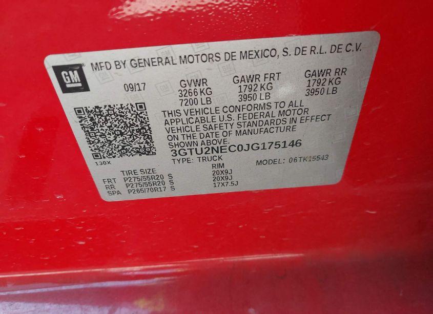 Photo 9 of 2018 Gmc Sierra 1500 SLT (VIN 3GTU2NEC0JG175146)