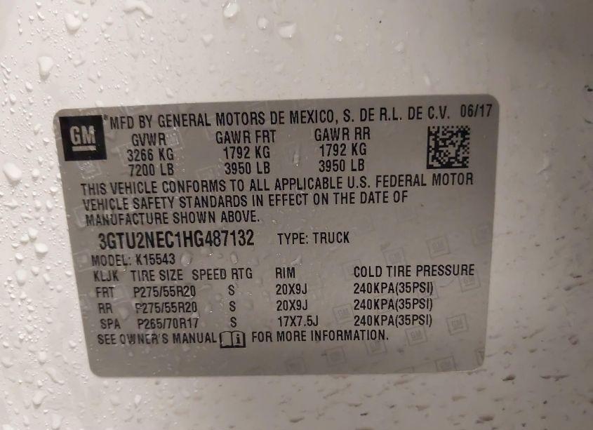 Photo 9 of 2017 Gmc Sierra 1500 SLT (VIN 3GTU2NEC1HG487132)