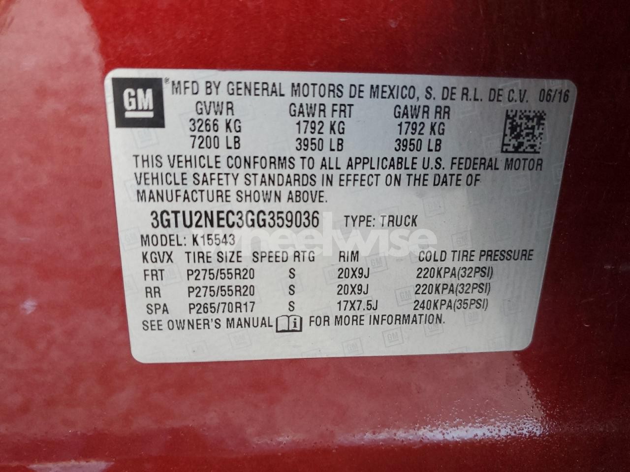 Photo 12 of 2016 GMC SIERRA K1500 SLT (VIN 3GTU2NEC3GG359036)