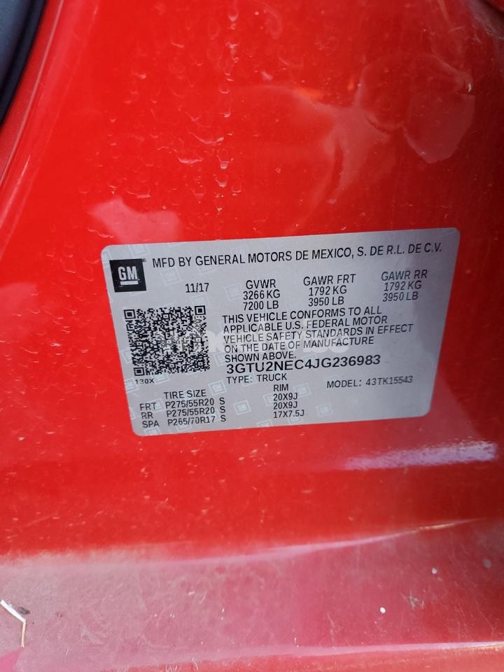 Photo 12 of 2018 GMC SIERRA K1500 SLT (VIN 3GTU2NEC4JG236983)