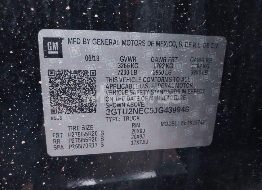 Photo 9 of 2018 Gmc Sierra 1500 SLT (VIN 3GTU2NEC5JG439946)