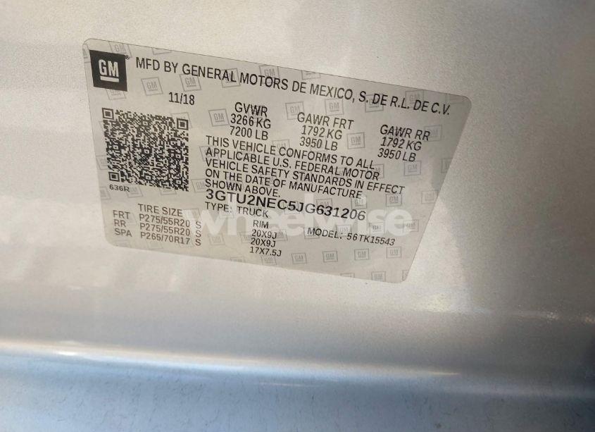 Photo 9 of 2018 Gmc Sierra 1500 SLT (VIN 3GTU2NEC5JG631206)