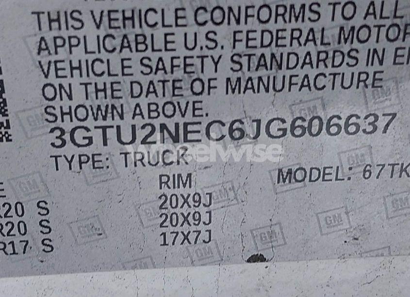 Photo 9 of 2018 Gmc Sierra 1500 SLT (VIN 3GTU2NEC6JG606637)