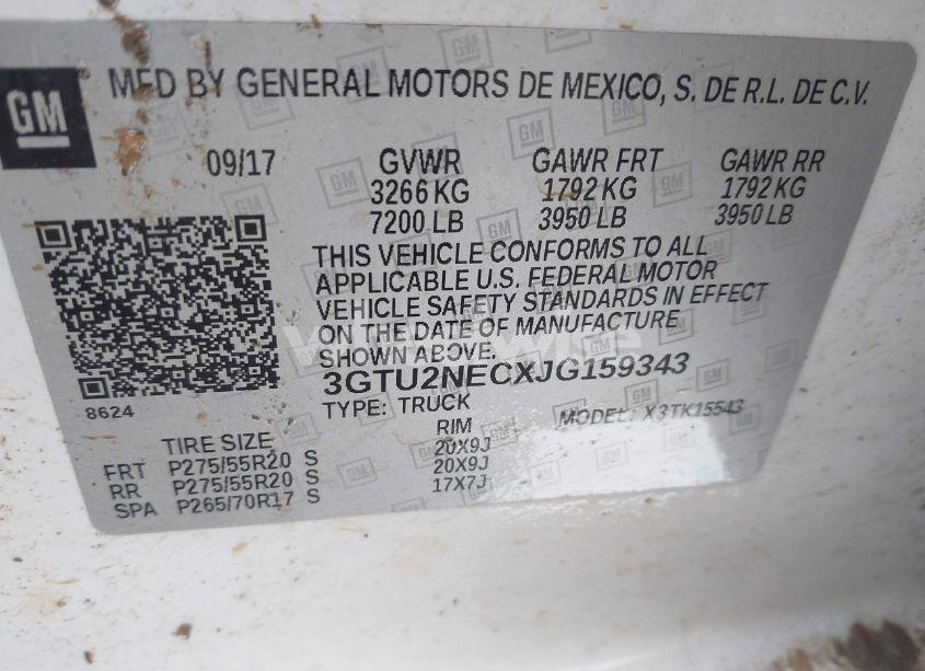 Photo 9 of 2018 Gmc Sierra 1500 SLT (VIN 3GTU2NECXJG159343)