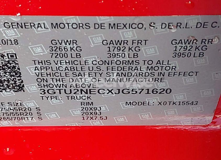 Photo 9 of 2018 Gmc Sierra 1500 SLT (VIN 3GTU2NECXJG571620)