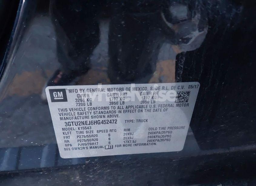 Photo 9 of 2017 Gmc Sierra 1500 SLT (VIN 3GTU2NEJ6HG452472)