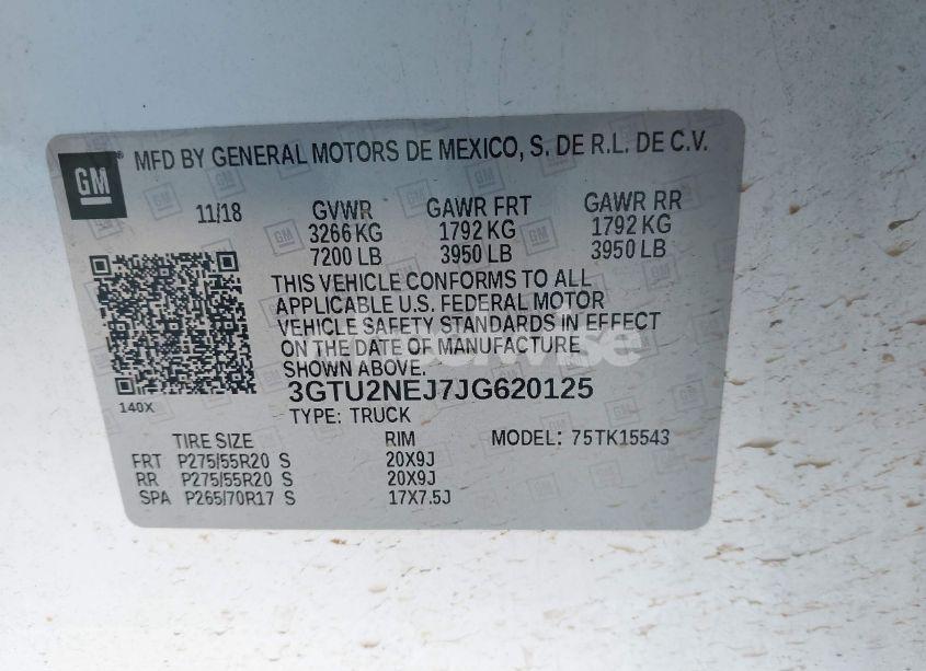 Photo 9 of 2018 Gmc Sierra 1500 SLT (VIN 3GTU2NEJ7JG620125)