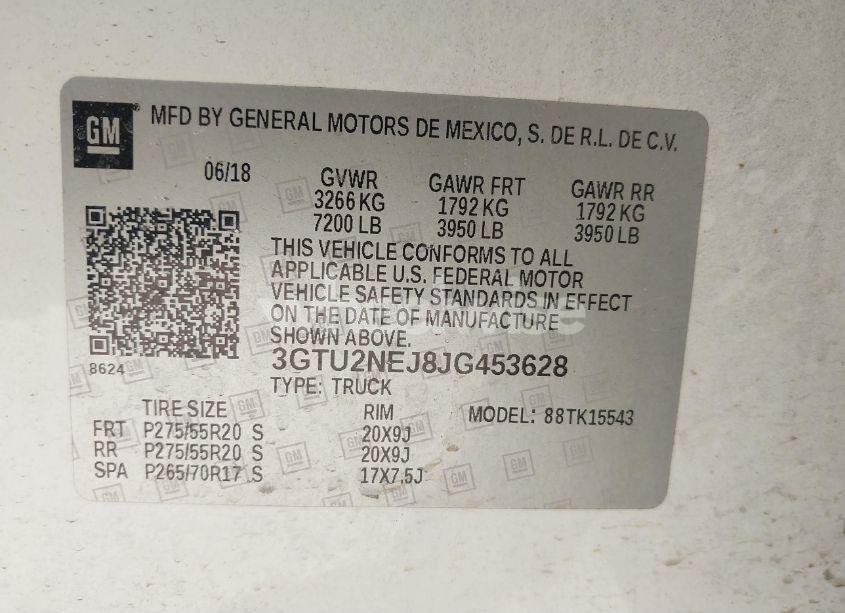 Photo 9 of 2018 Gmc Sierra 1500 SLT (VIN 3GTU2NEJ8JG453628)