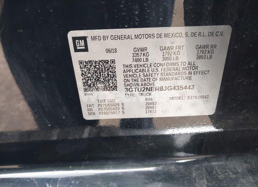 Photo 9 of 2018 Gmc Sierra 1500 SLT (VIN 3GTU2NER8JG435443)