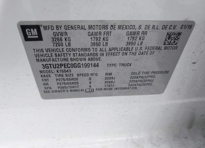 Photo 9 of 2016 Gmc Sierra 1500 DENALI (VIN 3GTU2PEC0GG199144)