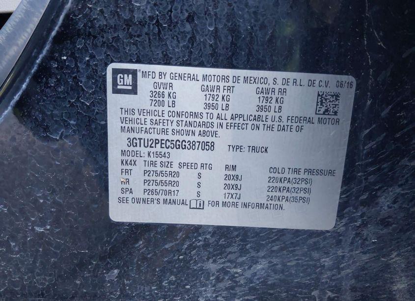 Photo 9 of 2016 Gmc Sierra 1500 DENALI (VIN 3GTU2PEC5GG387058)