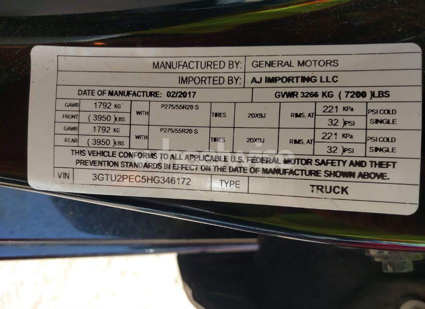 Photo 9 of 2017 Gmc Sierra 1500 DENALI (VIN 3GTU2PEC5HG346172)