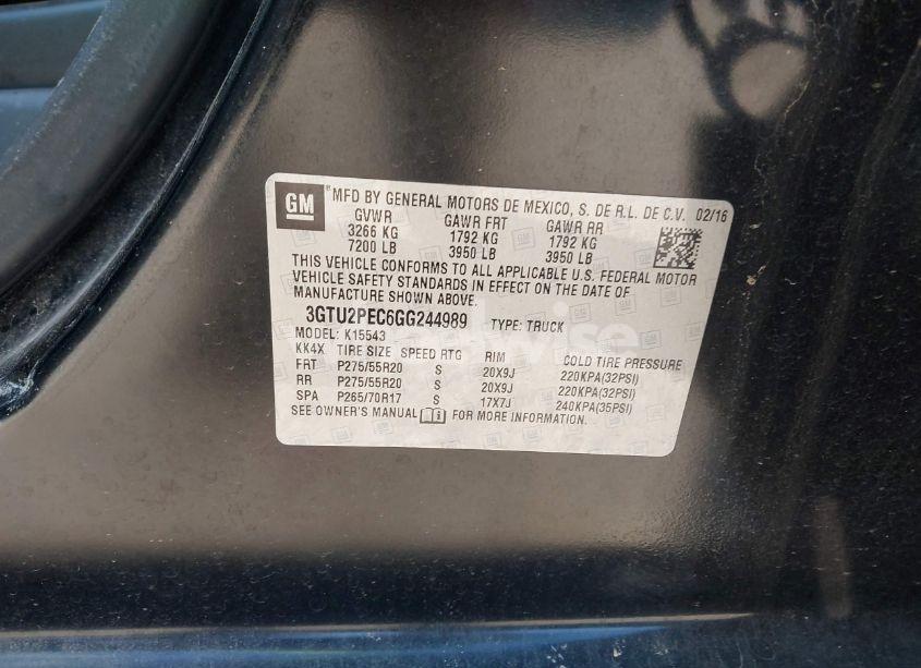 Photo 9 of 2016 Gmc Sierra 1500 DENALI (VIN 3GTU2PEC6GG244989)