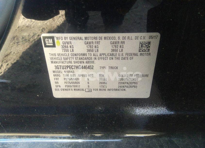 Photo 9 of 2017 Gmc Sierra 1500 DENALI (VIN 3GTU2PEC7HG446452)