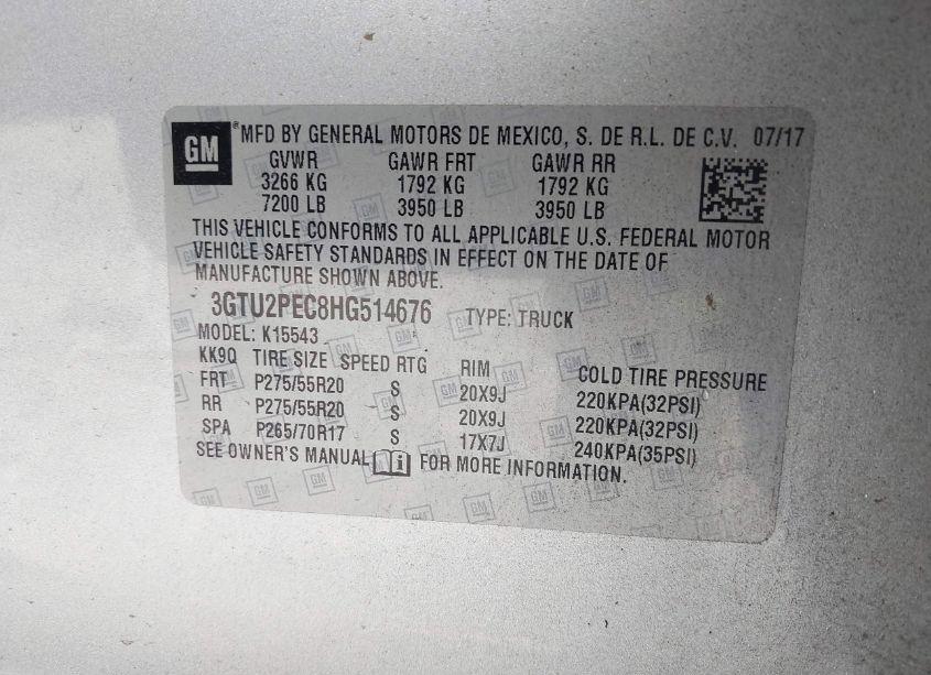 Photo 9 of 2017 Gmc Sierra 1500 DENALI (VIN 3GTU2PEC8HG514676)