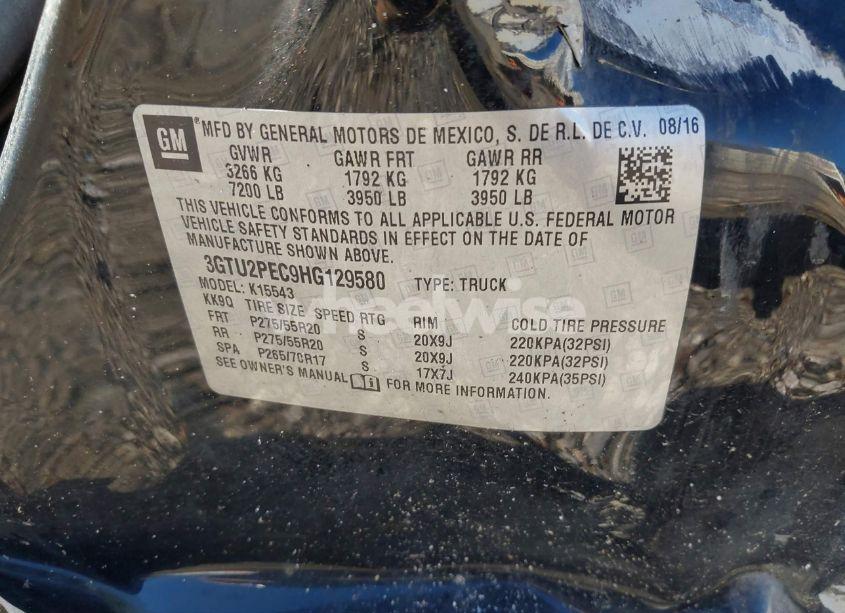 Photo 9 of 2017 Gmc Sierra 1500 DENALI (VIN 3GTU2PEC9HG129580)