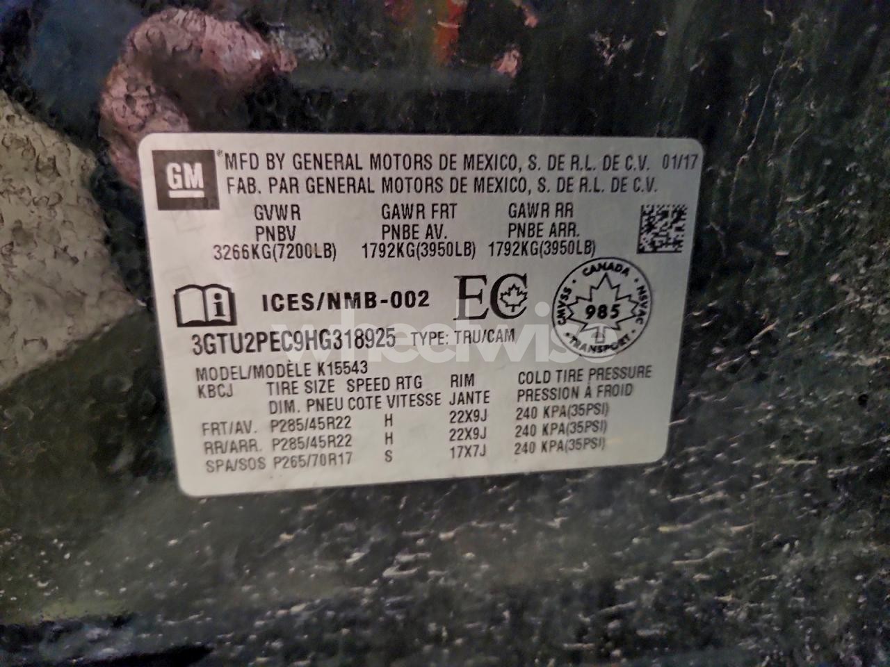 Photo 12 of 2017 GMC SIERRA K1500 DENALI (VIN 3GTU2PEC9HG318925)