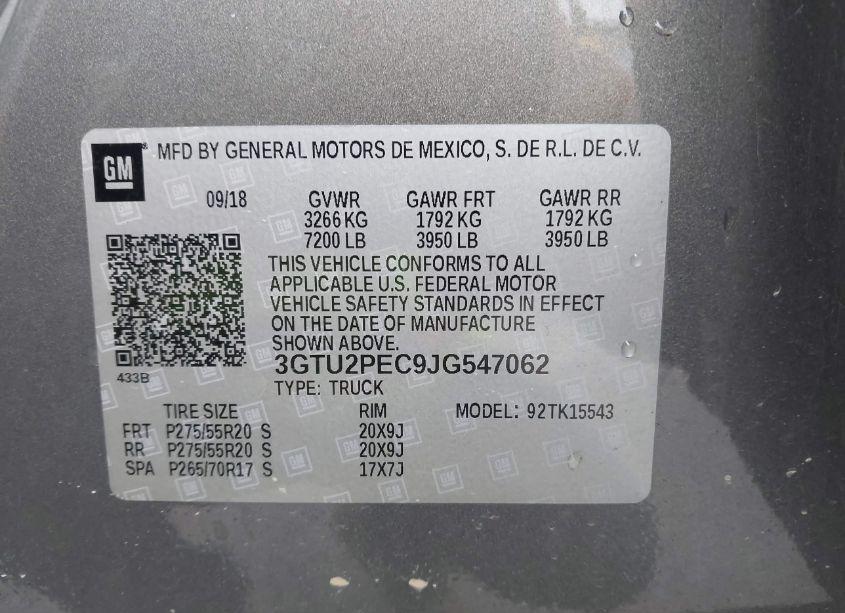 Photo 9 of 2018 Gmc Sierra 1500 DENALI (VIN 3GTU2PEC9JG547062)