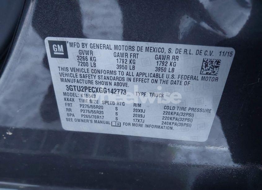 Photo 9 of 2016 Gmc Sierra 1500 DENALI (VIN 3GTU2PECXGG142773)