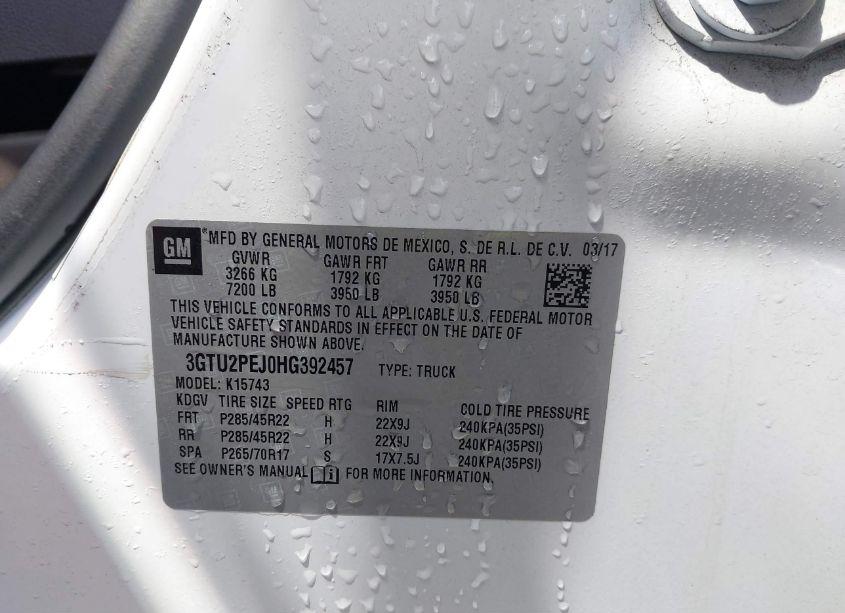 Photo 9 of 2017 Gmc Sierra 1500 DENALI (VIN 3GTU2PEJ0HG392457)