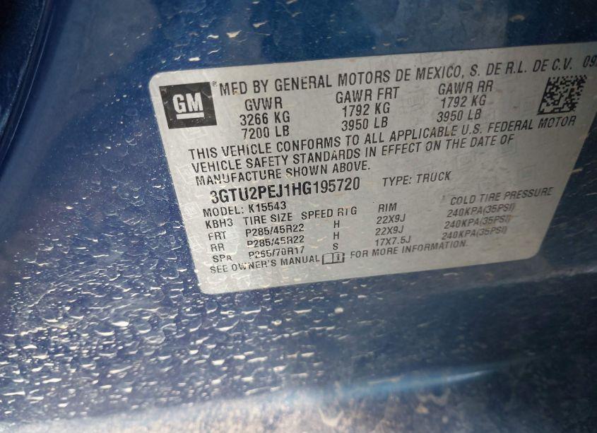 Photo 9 of 2017 Gmc Sierra 1500 DENALI (VIN 3GTU2PEJ1HG195720)