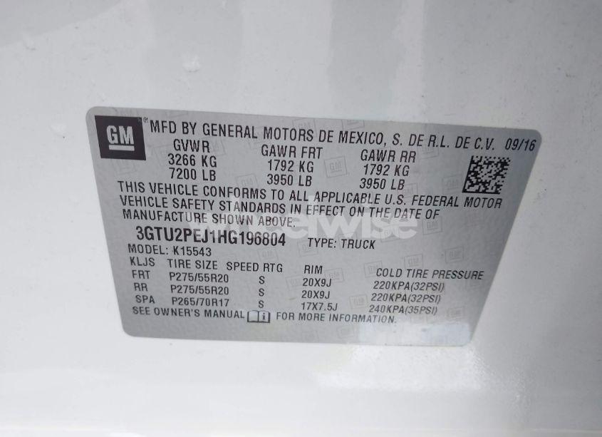 Photo 9 of 2017 Gmc Sierra 1500 DENALI (VIN 3GTU2PEJ1HG196804)