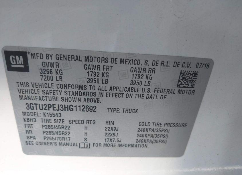 Photo 9 of 2017 Gmc Sierra 1500 DENALI (VIN 3GTU2PEJ3HG112692)