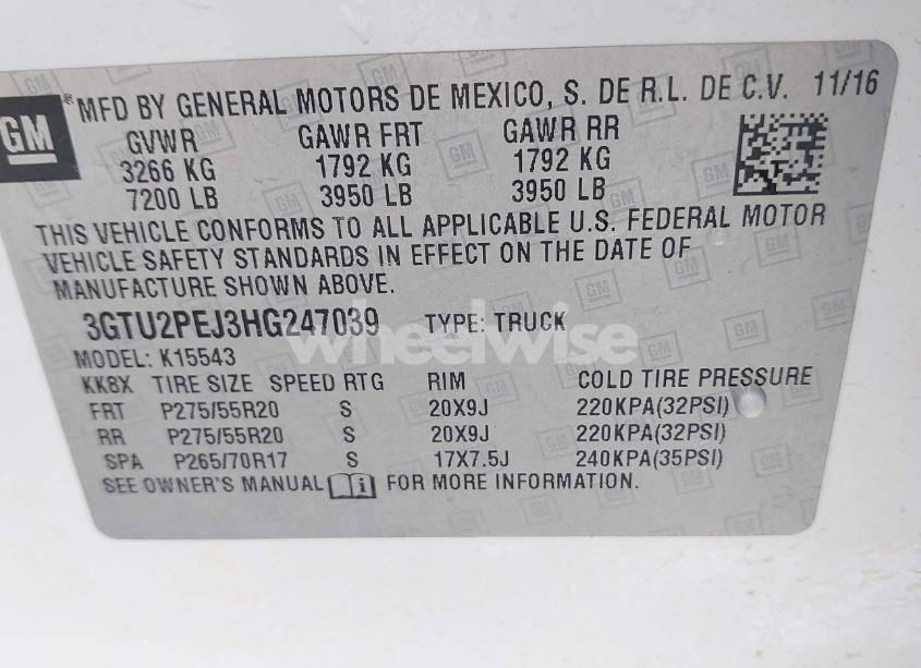 Photo 9 of 2017 Gmc Sierra 1500 DENALI (VIN 3GTU2PEJ3HG247039)