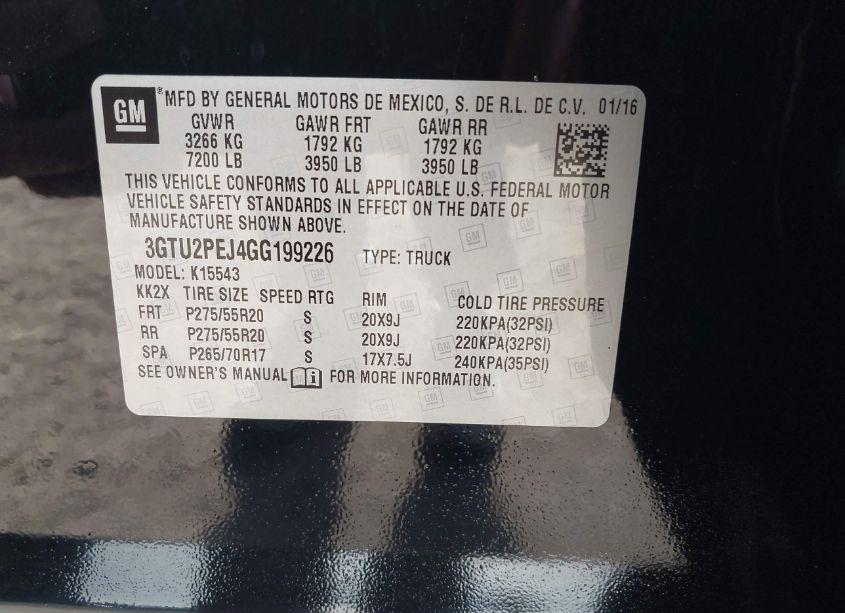 Photo 9 of 2016 Gmc Sierra 1500 DENALI (VIN 3GTU2PEJ4GG199226)