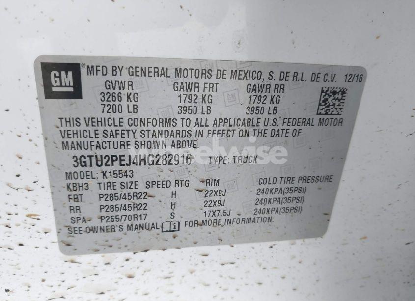 Photo 9 of 2017 Gmc Sierra 1500 DENALI (VIN 3GTU2PEJ4HG282916)