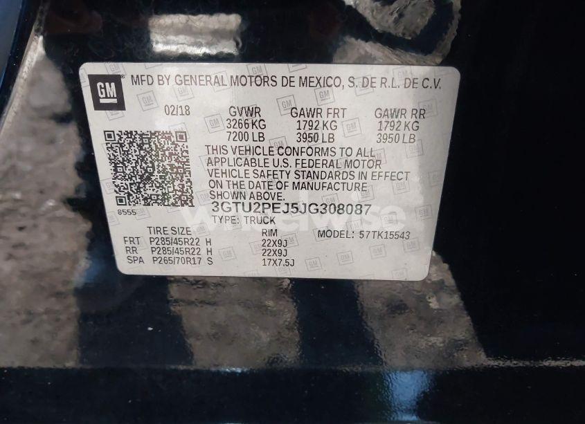 Photo 9 of 2018 Gmc Sierra 1500 DENALI (VIN 3GTU2PEJ5JG308087)