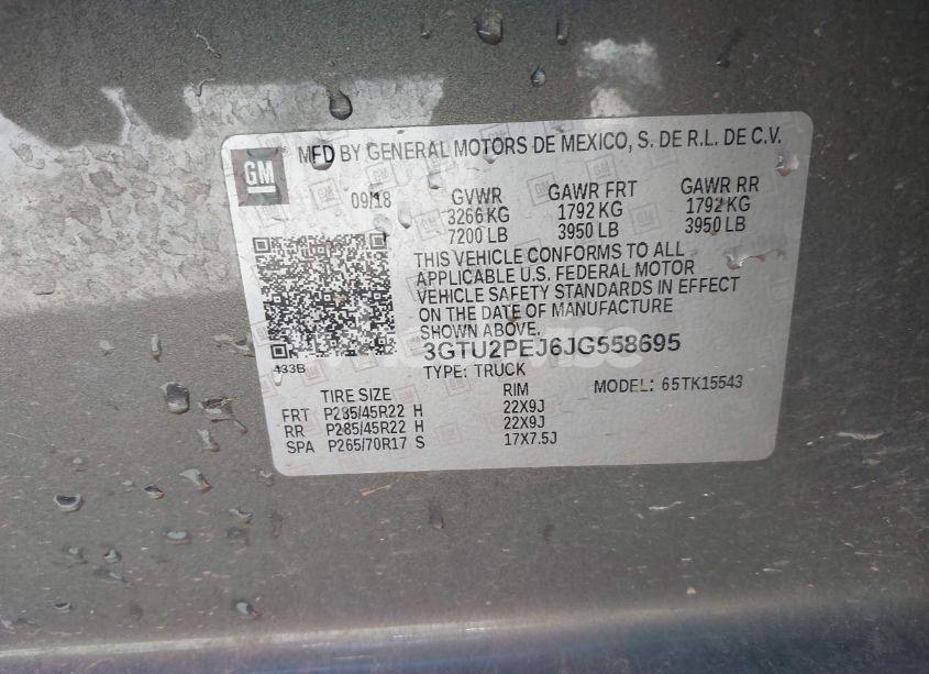 Photo 9 of 2018 Gmc Sierra 1500 DENALI (VIN 3GTU2PEJ6JG558695)