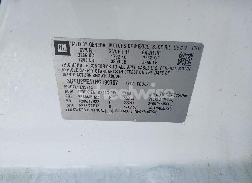 Photo 9 of 2017 Gmc Sierra 1500 DENALI (VIN 3GTU2PEJ7HG199707)