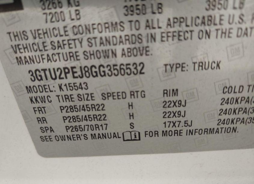 Photo 9 of 2016 Gmc Sierra 1500 DENALI (VIN 3GTU2PEJ8GG356532)