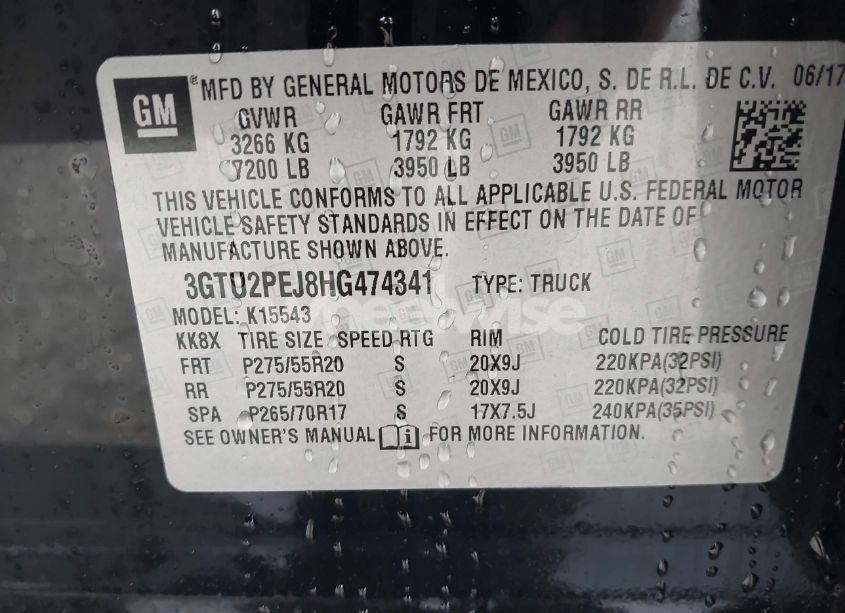 Photo 9 of 2017 Gmc Sierra 1500 DENALI (VIN 3GTU2PEJ8HG474341)