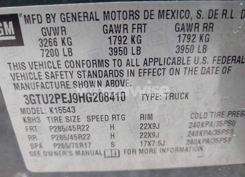 Photo 9 of 2017 Gmc Sierra 1500 DENALI (VIN 3GTU2PEJ9HG208410)