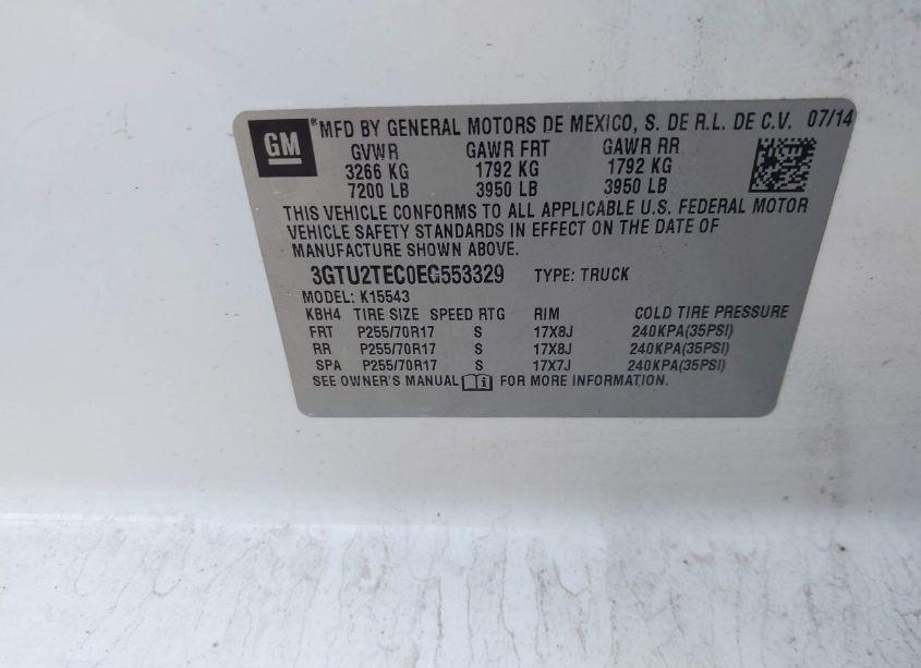Photo 9 of 2014 Gmc Sierra 1500 (VIN 3GTU2TEC0EG553329)