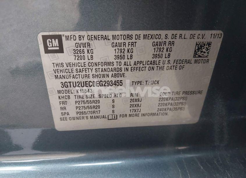 Photo 9 of 2014 Gmc Sierra 1500 SLE (VIN 3GTU2UEC0EG293455)