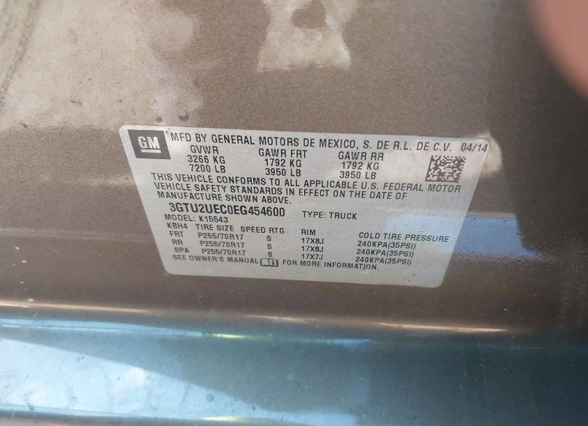 Photo 9 of 2014 Gmc Sierra 1500 SLE (VIN 3GTU2UEC0EG454600)