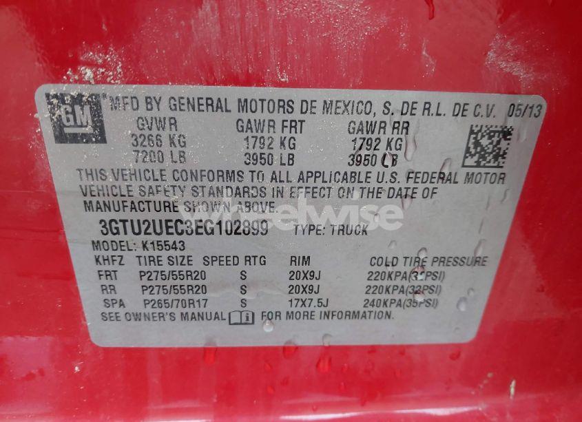 Photo 9 of 2014 Gmc Sierra 1500 SLE (VIN 3GTU2UEC3EG102899)