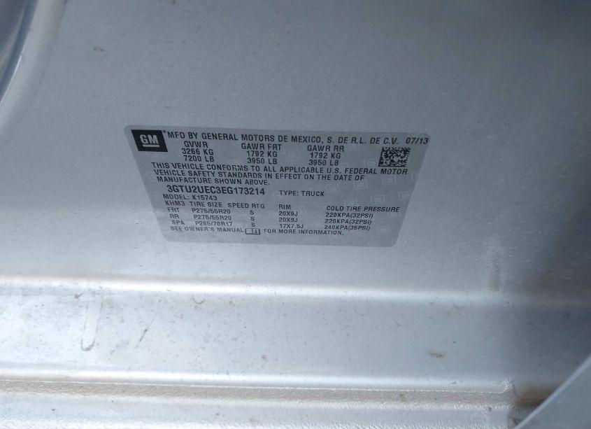 Photo 9 of 2014 Gmc Sierra 1500 SLE (VIN 3GTU2UEC3EG173214)