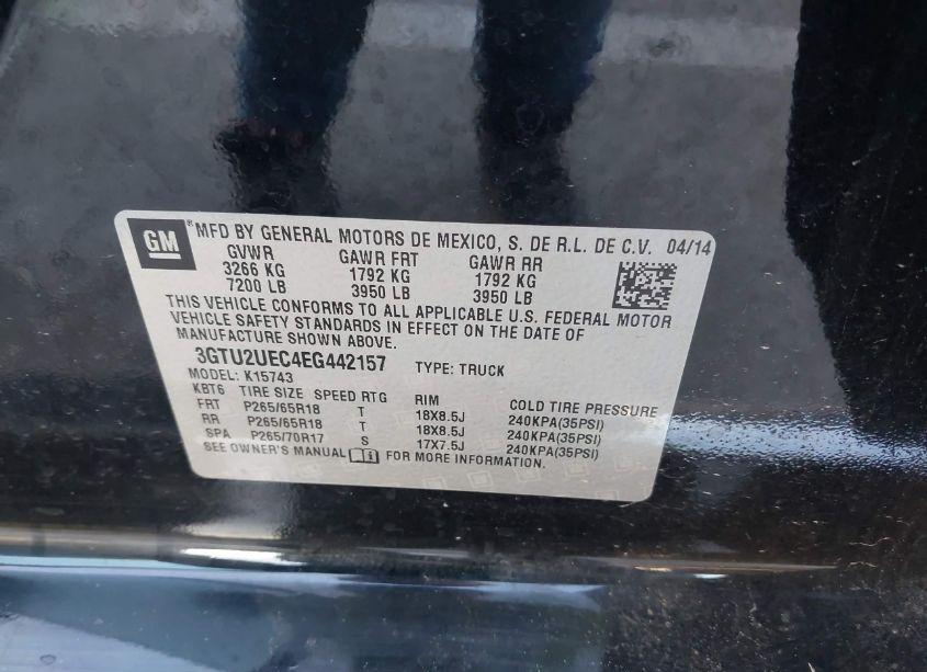 Photo 9 of 2014 Gmc Sierra 1500 SLE (VIN 3GTU2UEC4EG442157)