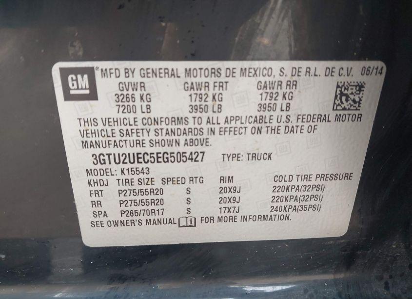 Photo 9 of 2014 Gmc Sierra 1500 SLE (VIN 3GTU2UEC5EG505427)