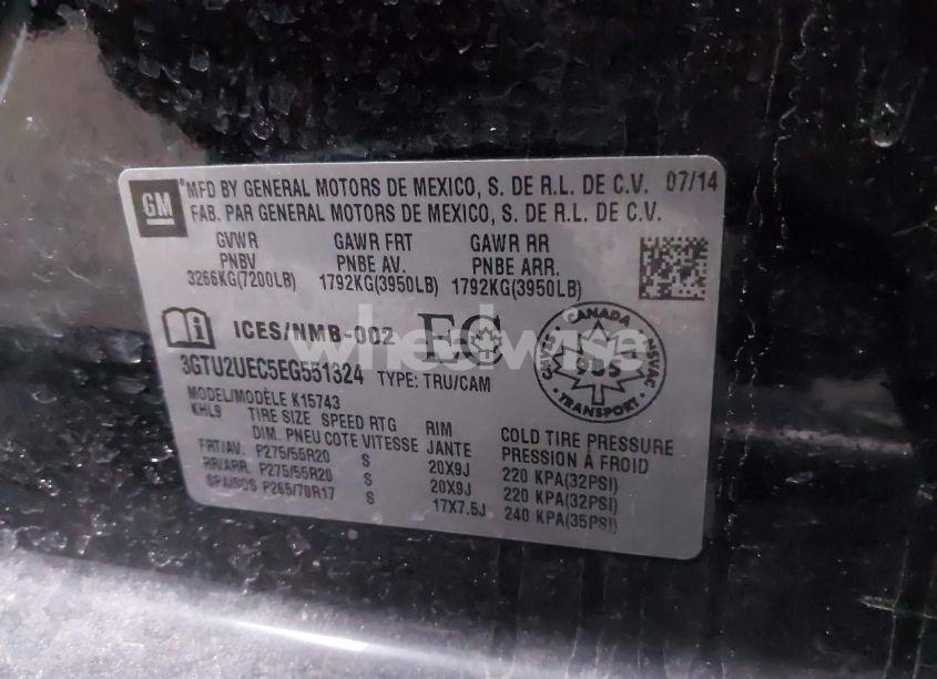 Photo 9 of 2014 Gmc Sierra 1500 SLE (VIN 3GTU2UEC5EG551324)