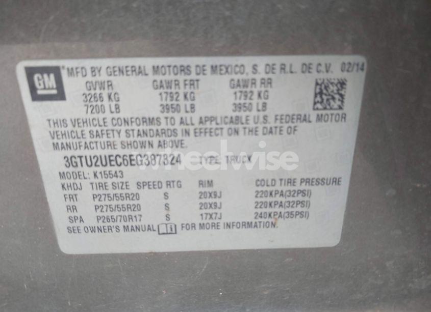 Photo 9 of 2014 Gmc Sierra 1500 SLE (VIN 3GTU2UEC6EG387324)